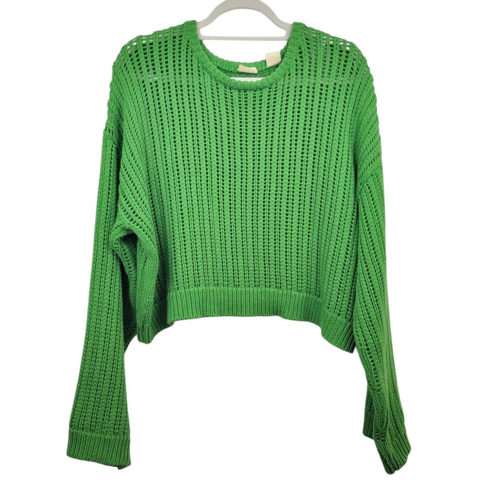 Levi's Evergreen Knit Green Relaxed Fit Crop Sweater Size Medium No Fabric Tag